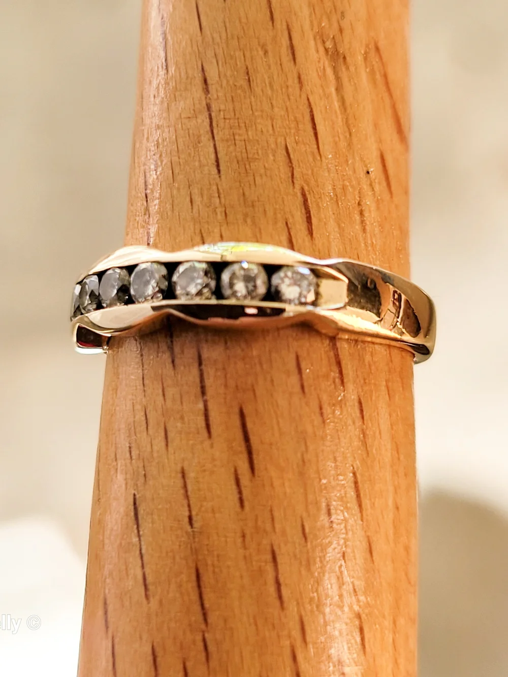 14K Yellow Gold Genuine Diamond Band Ring Size 6.5 - Solid Gold! 👌🎁